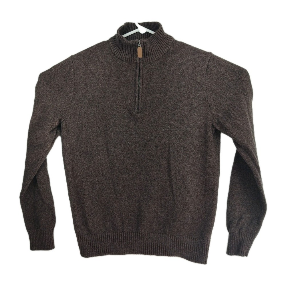 St. John's Bay 1/4 zip pullover sweater Men's L Brown Long Sleeves Mock Neck